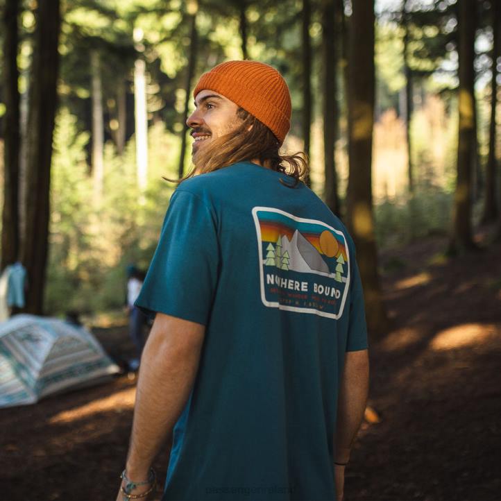 Clothing Passenger 22N8383 Tourer Recycled Cotton T-Shirt Blue Coral Men Blue