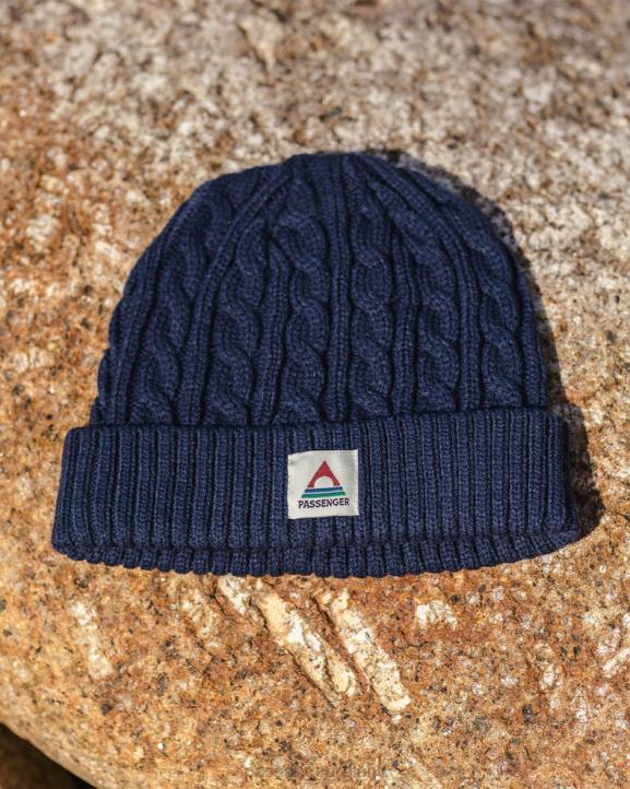Headwear Passenger 22N8386 Fireside Recycled Cable Knit Beanie Rich Navy Men Navy