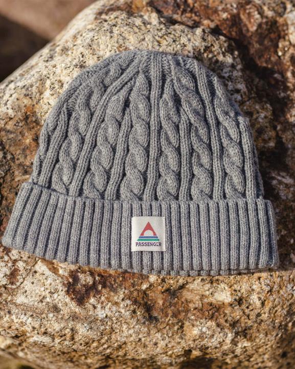 Headwear Passenger 22N8399 Fireside Recycled Cable Knit Beanie Grey Marl Men Grey