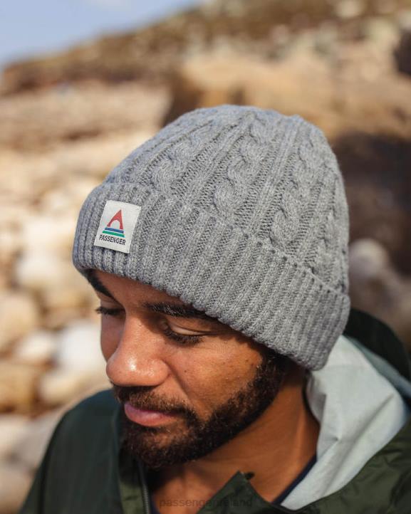 Headwear Passenger 22N8399 Fireside Recycled Cable Knit Beanie Grey Marl Men Grey