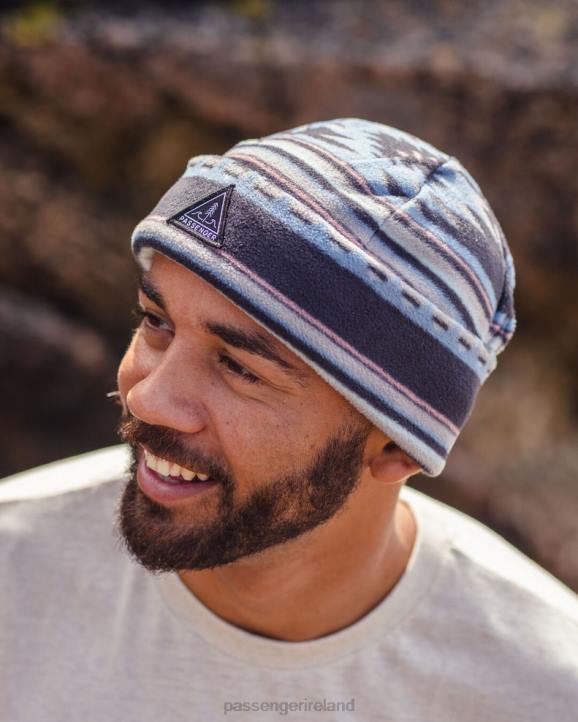 Headwear Passenger 22N8407 Wanderer Recycled Polar Beanie Deep Navy Vintage Geo Men Navy