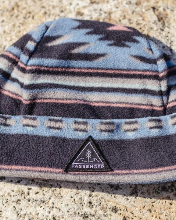 Headwear Passenger 22N8407 Wanderer Recycled Polar Beanie Deep Navy Vintage Geo Men Navy
