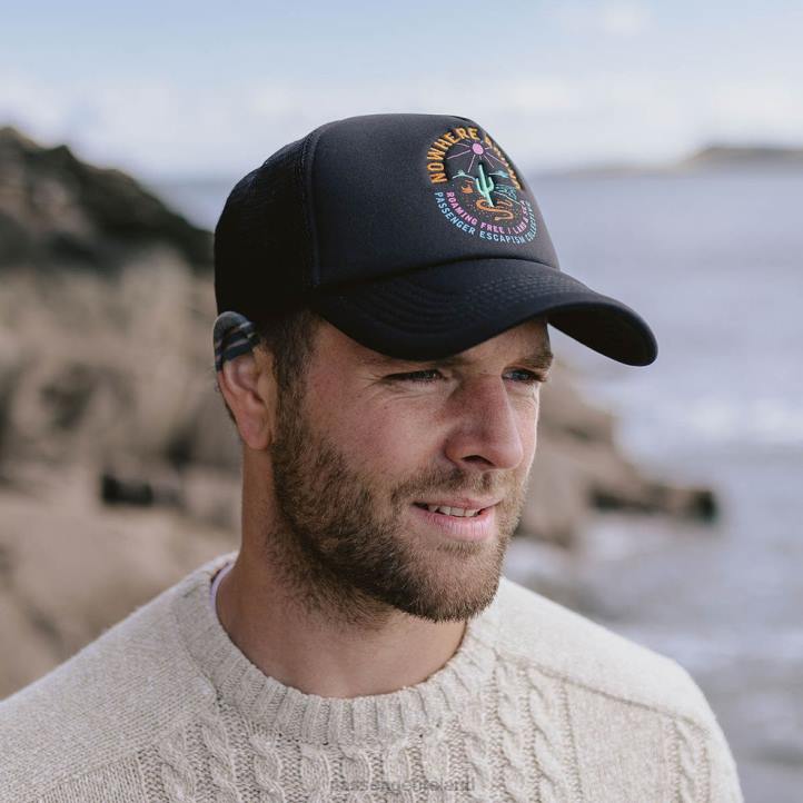 Headwear Passenger 22N8444 Land & Sea Snapback Trucker Cap Black Men Black