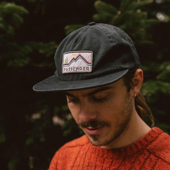 Headwear Passenger 22N8472 Fluke Recycled Cotton 5 Panel Cap Faded Black Men Black