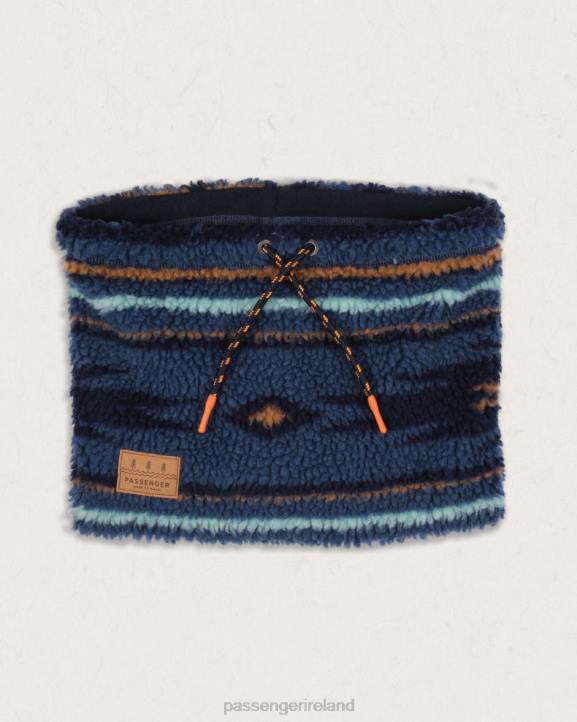 Headwear Passenger 22N8398 Mulled Recycled Sherpa Fleece Snood Blue Coral Geo Pattern Men Blue