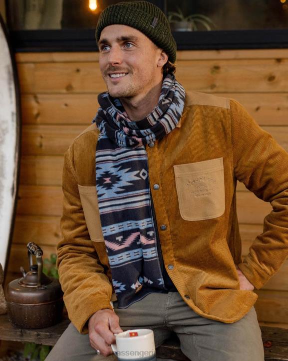 Headwear Passenger 22N8484 Campfire Recycled Polar Fleece Scarf Deep Navy Vintage Geo Men Navy