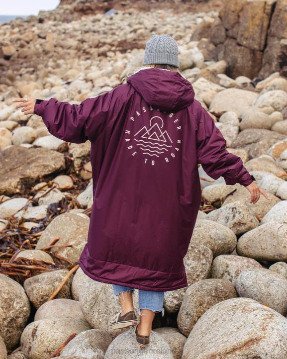 Clothing Passenger 22N8608 Escapism Recycled Sherpa Lined Changing Robe Wine Unisex Wine