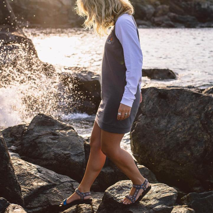 WoClothing Passenger 22N8652 Cactus Recycled Cotton Ls T-Shirt Dress Faded Black Women Black