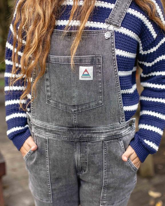 WoClothing Passenger 22N8952 Roamist Organic Cotton Dungarees Washed Black Denim Women Black