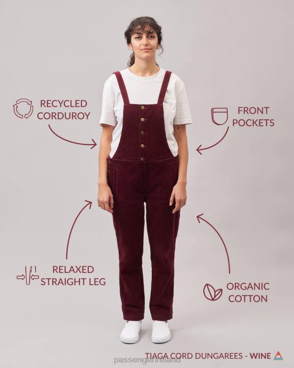 WoClothing Passenger 22N8953 Tiaga Cord Dungarees Wine Women Wine