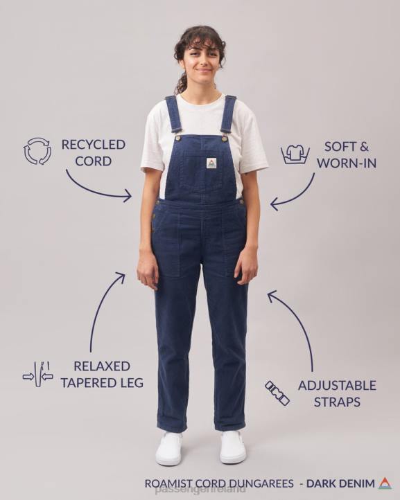 WoClothing Passenger 22N8954 Roamist Cord Dungarees Dark Denim Women Denim