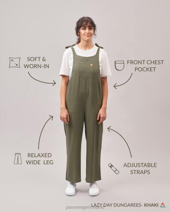 WoClothing Passenger 22N8966 Lazy Day Dungarees Khaki Women Khaki