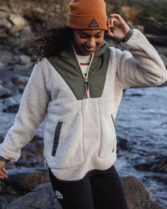 WoClothing Passenger 22N8664 Beaumont Recycled Sherpa Hooded Fleece Warm Ivory Women Ivory