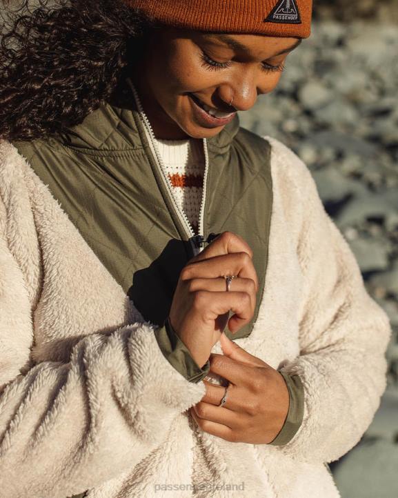 WoClothing Passenger 22N8664 Beaumont Recycled Sherpa Hooded Fleece Warm Ivory Women Ivory