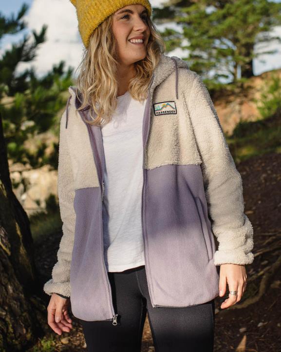 WoClothing Passenger 22N8667 Nestling Recycled Sherpa Hooded Fleece Dusty Lilac Women Lilac