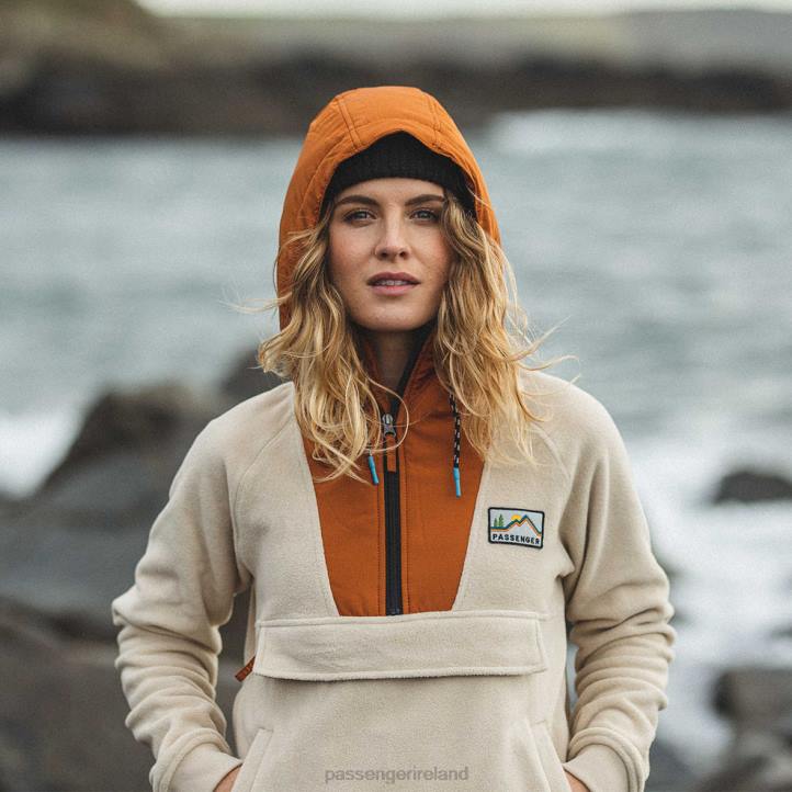 WoClothing Passenger 22N8684 Alexander Hooded 1/2 Zip Recycled Polar Fleece Oatmeal Women Oatmeal