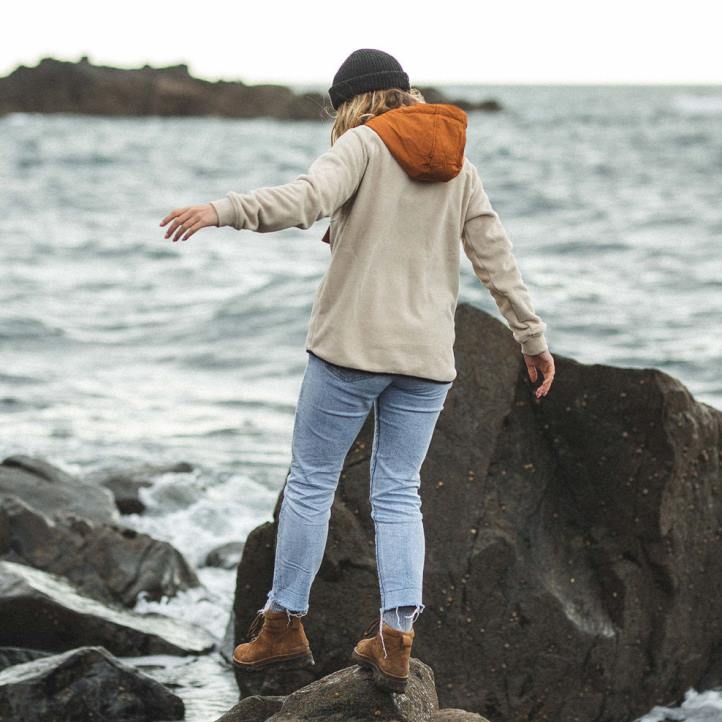 WoClothing Passenger 22N8684 Alexander Hooded 1/2 Zip Recycled Polar Fleece Oatmeal Women Oatmeal