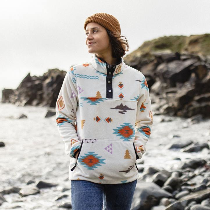 WoClothing Passenger 22N8687 Woodlander Recycled Polar Fleece Pullover Birch Drifter Women Birch