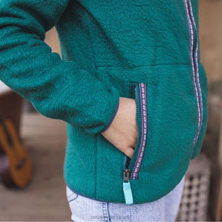 WoClothing Passenger 22N8696 Lake Full Zip Hooded Recycled Sherpa Fleece Storm Green Women Green