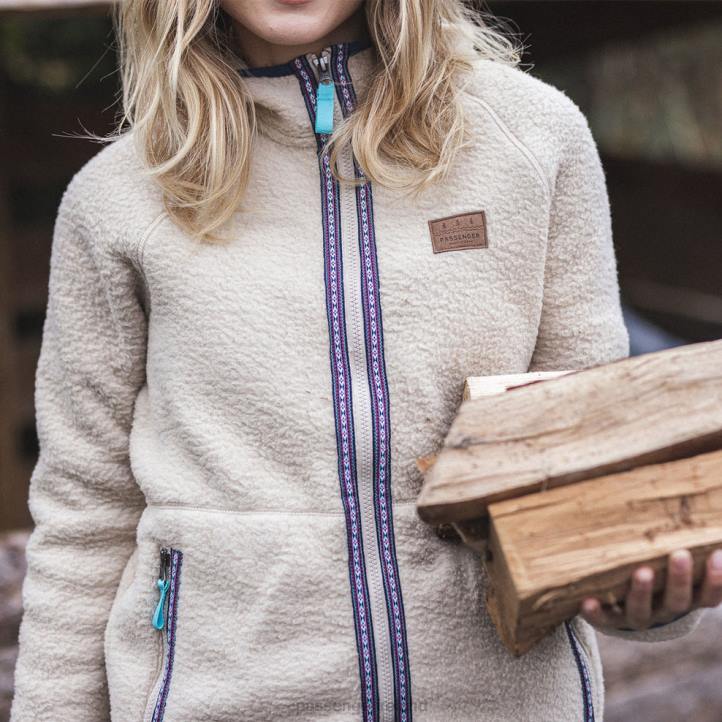 WoClothing Passenger 22N8701 Lake Full Zip Hooded Recycled Sherpa Fleece Oatmeal Women Oatmeal
