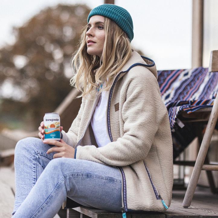 WoClothing Passenger 22N8701 Lake Full Zip Hooded Recycled Sherpa Fleece Oatmeal Women Oatmeal