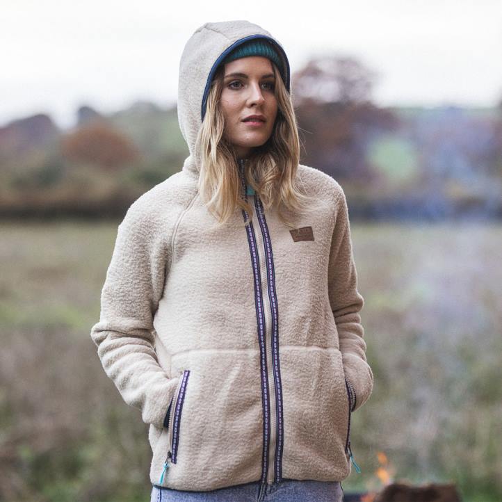 WoClothing Passenger 22N8701 Lake Full Zip Hooded Recycled Sherpa Fleece Oatmeal Women Oatmeal