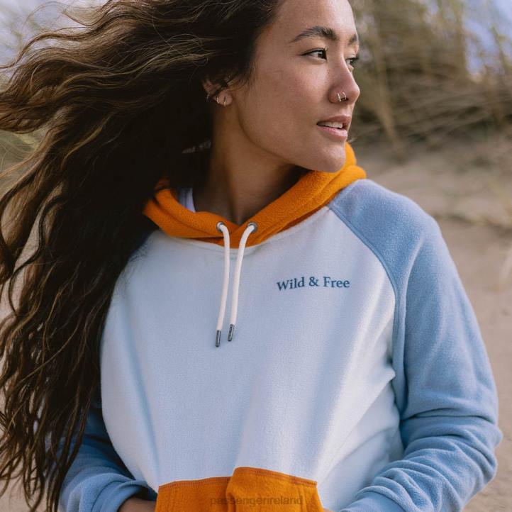 WoClothing Passenger 22N8691 Rainbow Recycled Polar Fleece Hoodie Blue Glass Women Blue