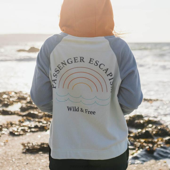 WoClothing Passenger 22N8691 Rainbow Recycled Polar Fleece Hoodie Blue Glass Women Blue