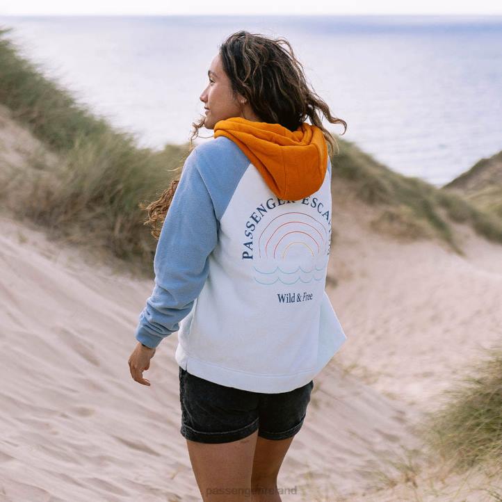 WoClothing Passenger 22N8691 Rainbow Recycled Polar Fleece Hoodie Blue Glass Women Blue