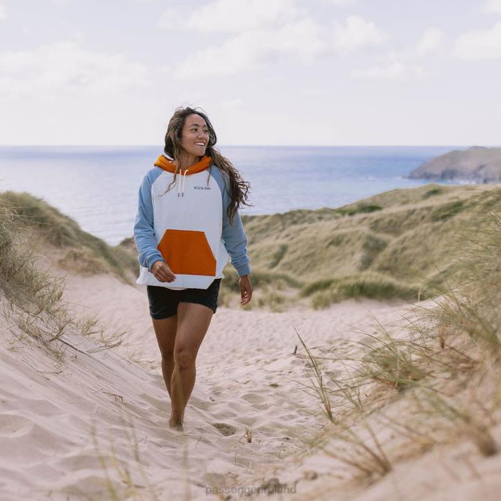 WoClothing Passenger 22N8691 Rainbow Recycled Polar Fleece Hoodie Blue Glass Women Blue