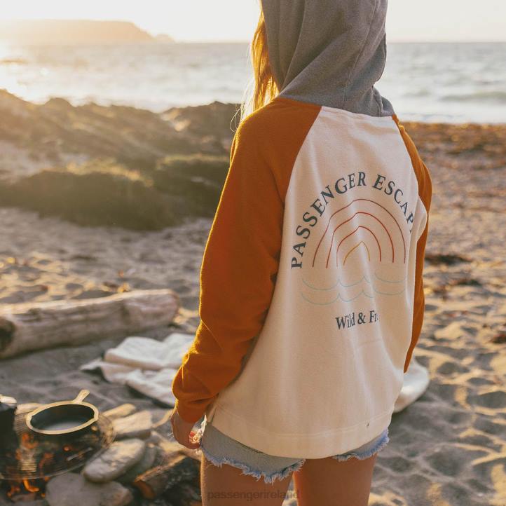 WoClothing Passenger 22N8693 Rainbow Recycled Polar Fleece Hoodie Egret Women Egret