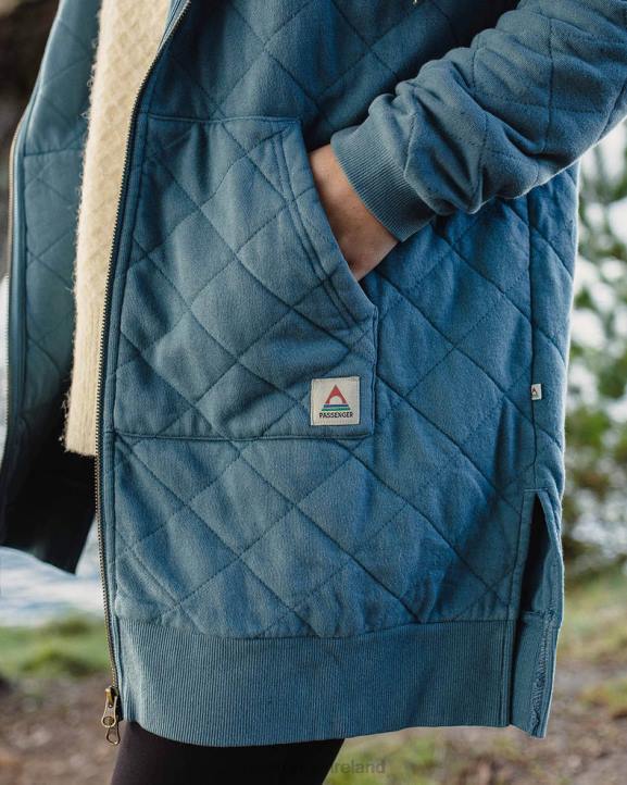 WoClothing Passenger 22N8705 Getaway Recycled Cotton Quilted Full Zip Hoodie Washed Blue Women Blue