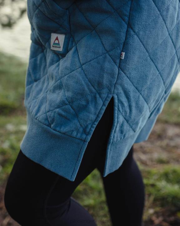 WoClothing Passenger 22N8705 Getaway Recycled Cotton Quilted Full Zip Hoodie Washed Blue Women Blue