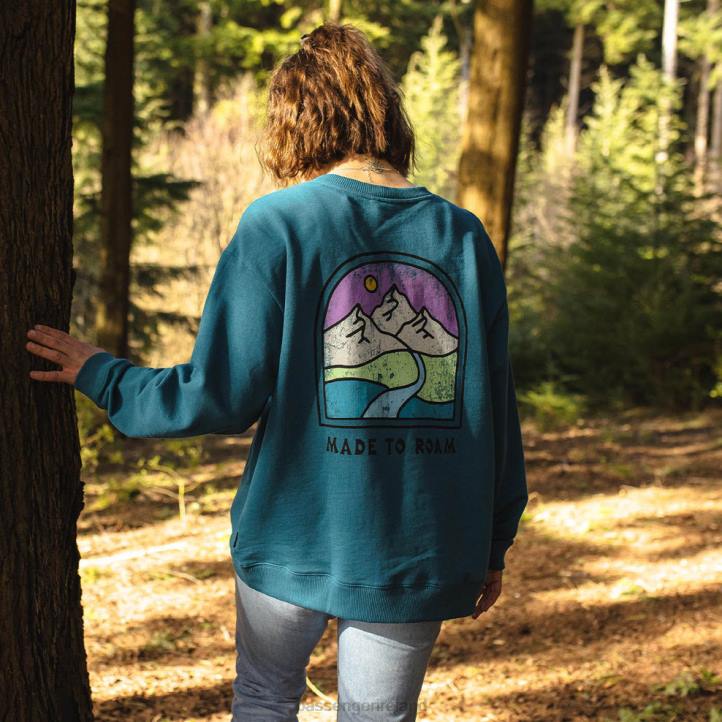 WoClothing Passenger 22N8709 Friday Collective Recycled Cotton Oversized Sweatshirt Blue Coral Women Blue