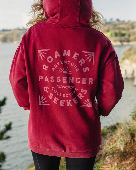 WoClothing Passenger 22N8710 Roamers And Seekers Recycled Cotton Oversized Hoodie Rhubarb Women Rhubarb