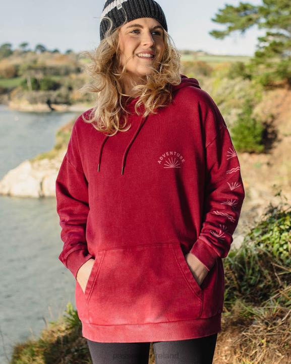 WoClothing Passenger 22N8710 Roamers And Seekers Recycled Cotton Oversized Hoodie Rhubarb Women Rhubarb
