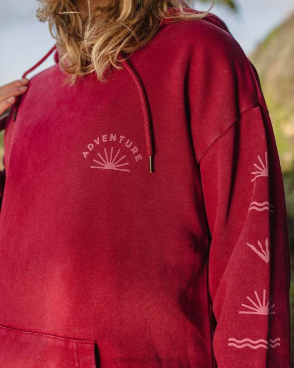 WoClothing Passenger 22N8710 Roamers And Seekers Recycled Cotton Oversized Hoodie Rhubarb Women Rhubarb