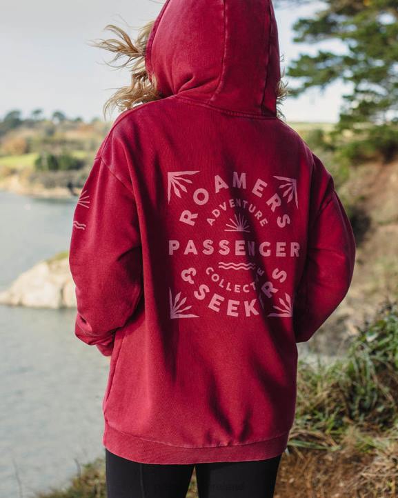 WoClothing Passenger 22N8710 Roamers And Seekers Recycled Cotton Oversized Hoodie Rhubarb Women Rhubarb