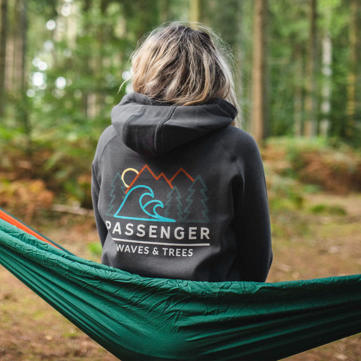 WoClothing Passenger 22N8714 Toba Recycled Hoodie Faded Black Women Black