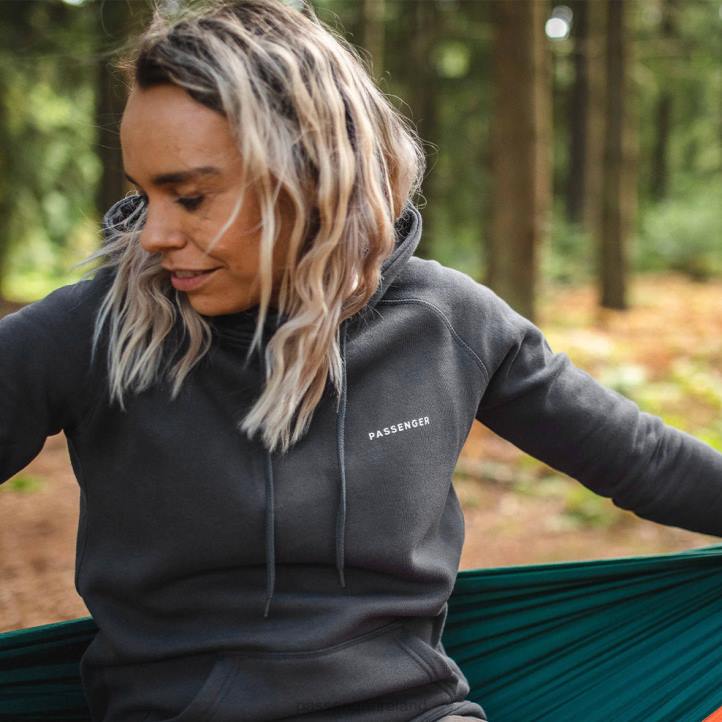 WoClothing Passenger 22N8714 Toba Recycled Hoodie Faded Black Women Black