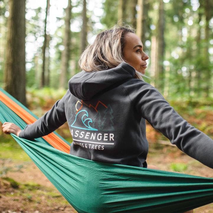 WoClothing Passenger 22N8714 Toba Recycled Hoodie Faded Black Women Black