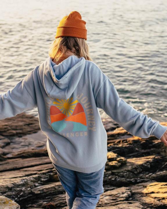 WoClothing Passenger 22N8716 Embrace The Journey Recycled Cotton Oversized Hoodie Blue Fog Women Blue