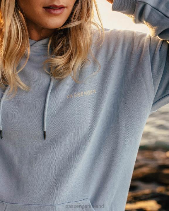 WoClothing Passenger 22N8716 Embrace The Journey Recycled Cotton Oversized Hoodie Blue Fog Women Blue