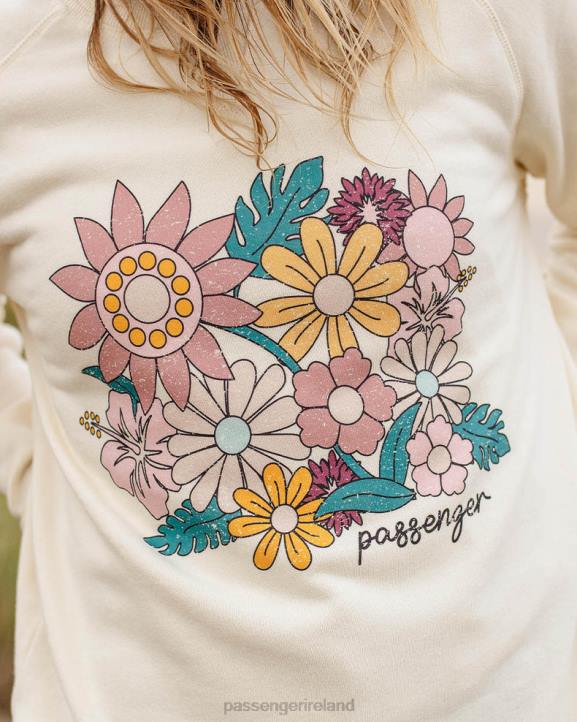 WoClothing Passenger 22N8718 Floral Bloom Recycled Cotton Oversized Sweatshirt Birch Women Birch