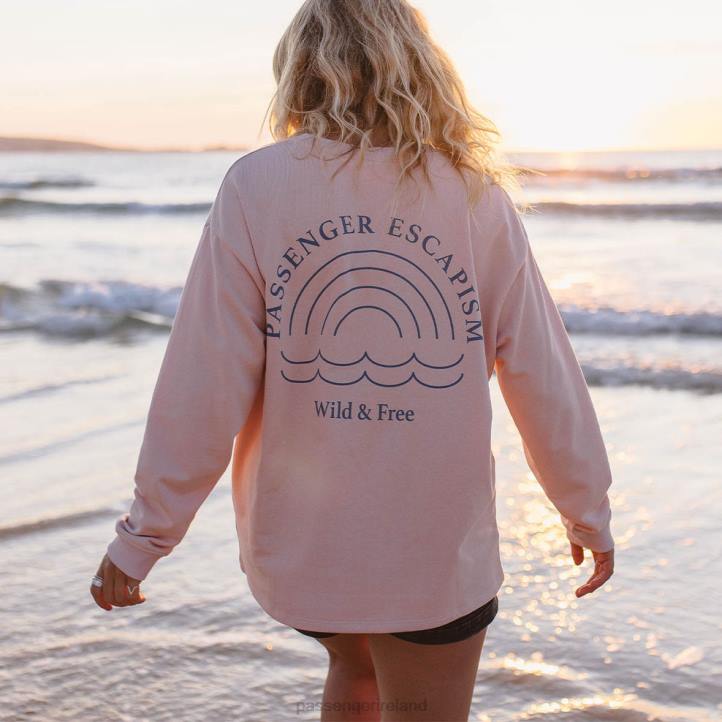 WoClothing Passenger 22N8722 Rainbow Recycled Cotton Oversized Sweatshirt Peach Whip Women Peach