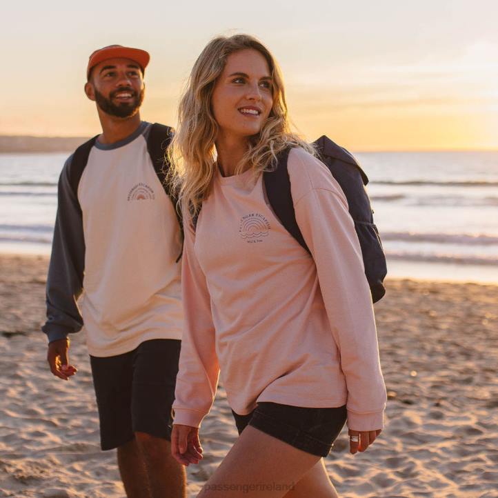 WoClothing Passenger 22N8722 Rainbow Recycled Cotton Oversized Sweatshirt Peach Whip Women Peach