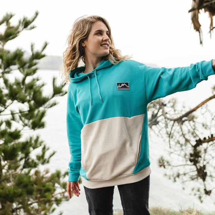 WoClothing Passenger 22N8723 Vista Recycled Cotton Oversized Hoodie Viridian Green Women Green