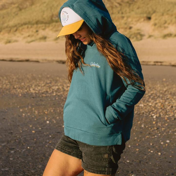 WoClothing Passenger 22N8726 Early Riser Recycled Cotton Hoodie Blue Coral Women Blue