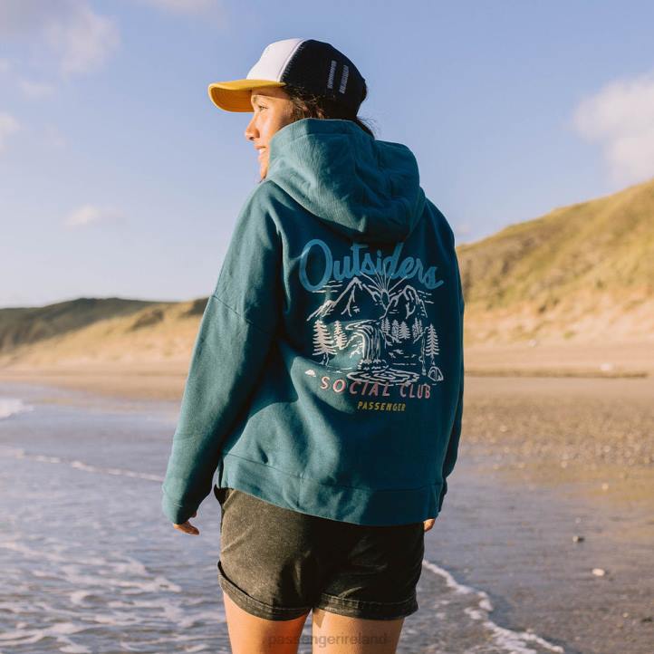 WoClothing Passenger 22N8726 Early Riser Recycled Cotton Hoodie Blue Coral Women Blue