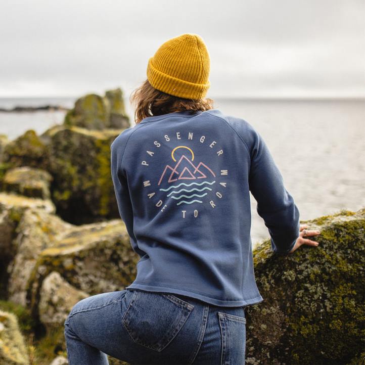 WoClothing Passenger 22N8730 Panang Raglan Recycled Sweatshirt Dark Denim Women Denim